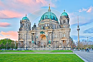 Berliner Dom at night in Berlin, Germany