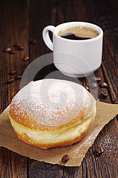 Berliner donut with coffee