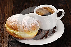 Berliner donut with coffee