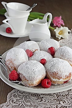 Berliner ( donuts ) with raspberry and jam filling