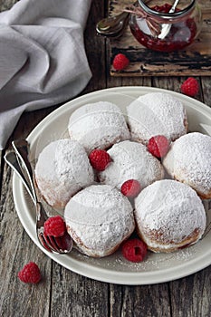 Berliner ( donuts ) with raspberry and jam filling