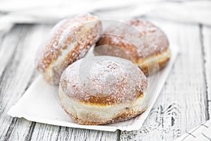 Berliner Doughnuts selective focus; detailed close-up shot