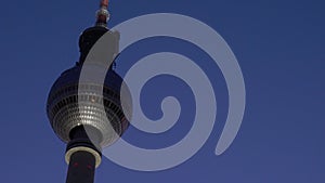 Berliner Fernsehturm Berlin TV Tower against a blue evening sky