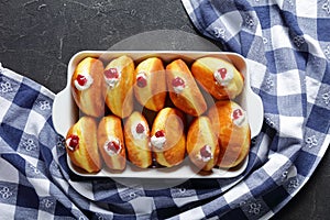 Berliner, homemade German Donuts with Raspberry Jam