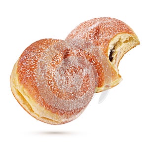 Berliner pfannkuchen or donut isolated on white background