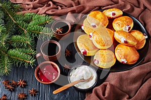 Berliner, tasty German Donuts with Raspberry Jam