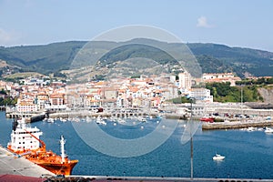 Bermeo harbour and settlement view, Spain