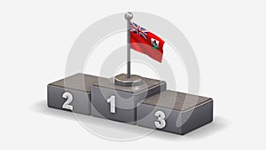 Bermuda 3D waving flag illustration on winner podium.