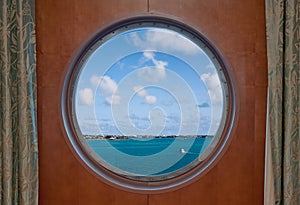 Bermuda Coastline seen through a Ship Porthole