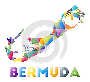 Bermuda - colorful low poly island shape.
