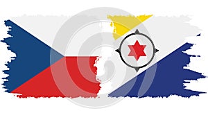 Bermuda and Czech grunge flags connection vector