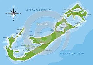 Bermuda islands highly detailed physical map