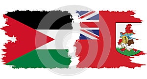 Bermuda and Jordan grunge flags connection vector