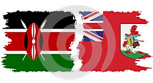 Bermuda and Kenya grunge flags connection vector