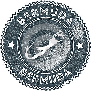 Bermuda map vintage stamp.