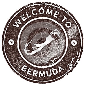 Bermuda map vintage stamp.