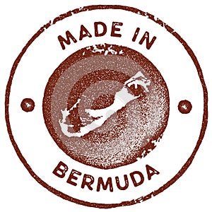 Bermuda map vintage stamp.