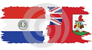 Bermuda and Paraguay grunge flags connection vector