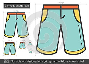 Bermuda shorts line icon.