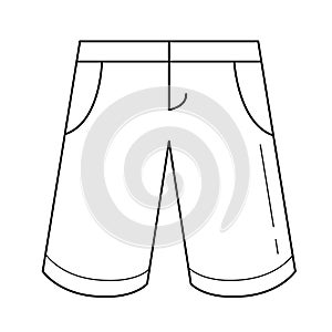 Bermuda shorts vector line icon.