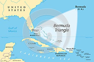 The Bermuda Triangle or also Devils Triangle, political map