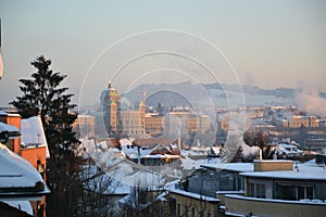 Bern with Bundeshaus in Winter