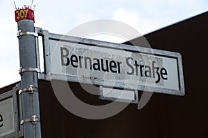 Bernauer Strasse street name sign in Berlin, Germany photo