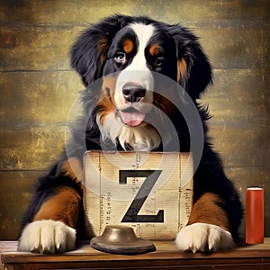 The Bernese Dog With The Letter Z: A Photosurrealist Matte Photo