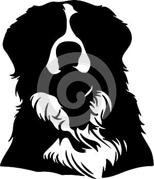 Bernese Mountain Dog Black Silhouette Generative Ai
