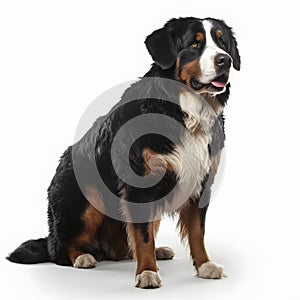 Bernese Mountain Dog breed dog isolated on a clean white background