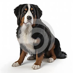 Bernese Mountain Dog breed dog isolated on a clean white background