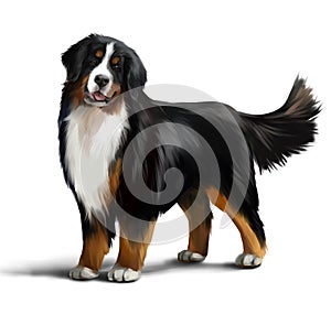 Bernese mountain dog watercolor drawing