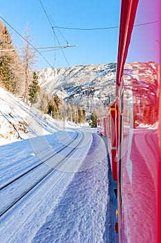 Bernina Express, Little Red Train across European Alps photo