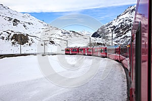 Bernina Express, railway between Italy and Switzerland photo