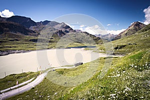 Bernina Mountain pass in Swiss Alps near St. Moritz