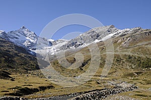 The Bernina mountains in the Swiss Alps photo