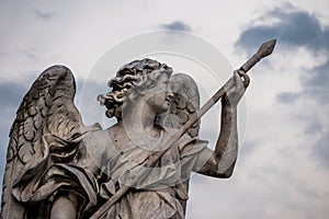 Bernini`s marble statue of angel from the Sant`Angelo Bridge in Rome, Italy