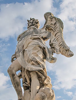 Bernini`s marble statue of angel in Rome, Italy