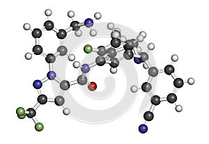 Berotralstat hereditary angioedema drug molecule. 3D rendering. Atoms are represented as spheres with conventional color coding: photo