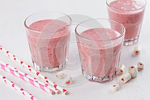 Berries and banana smoothie milkshake