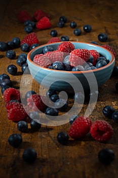 Berries in a blue bowl