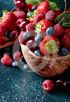 Berries closeup colorful assorted mix.