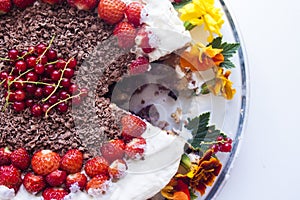 Berries and flower cream cake