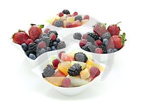 Berries and fruit in bowls