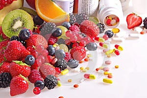 Berries, fruits, vitamins and nutritional supplements