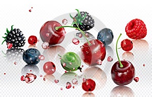 Berries mix into burst splashes of juices