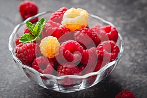 Berries red and yellow raspberries