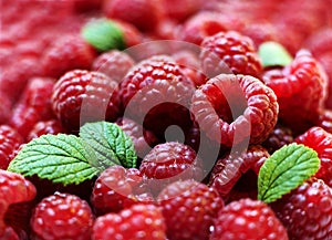 Berries of a ripe raspberr