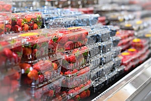 Berries selection at grocery store