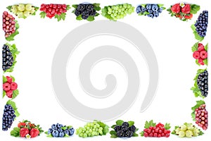 Berries strawberries blueberries grapes frame berry fruits copys
